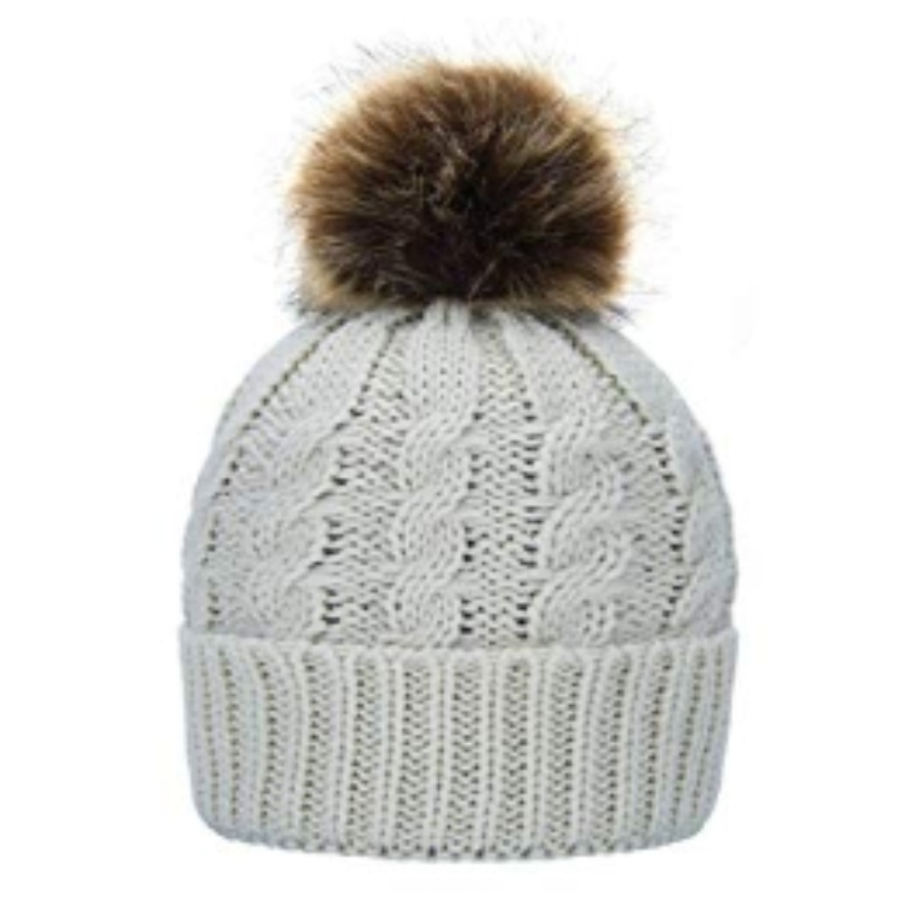 Womens Knit Fur Pom Hat
